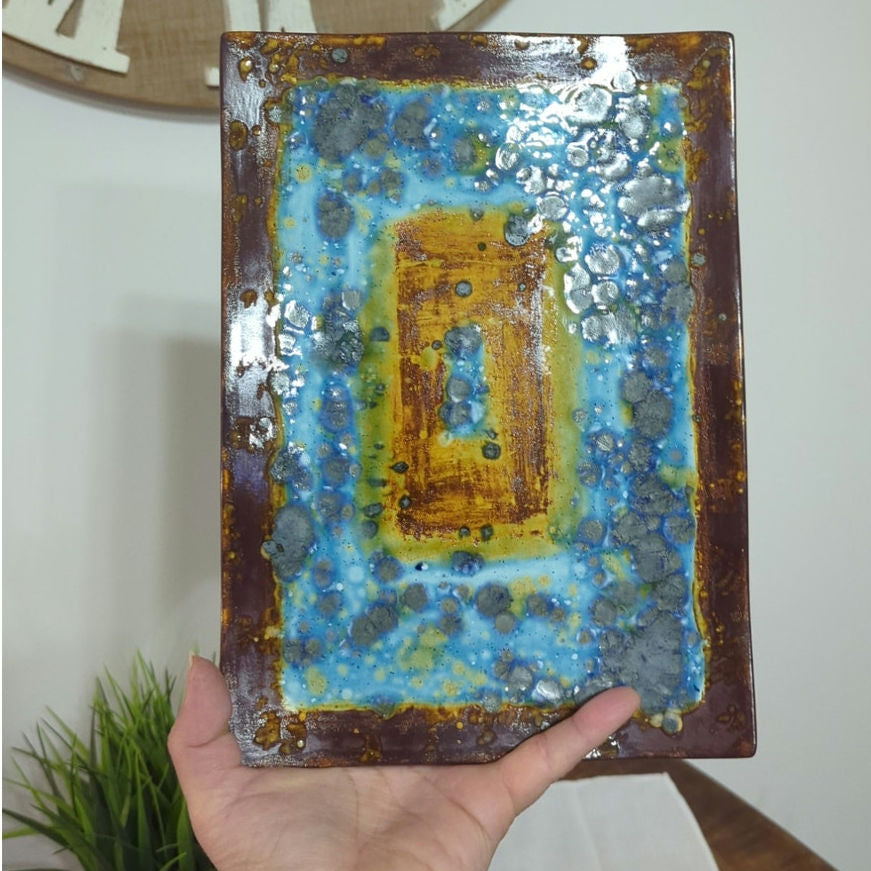 Wabi-Sabi Inspired Studio Pottery Platter Handmade Sculptural Ceramic Art Organic Modern 11x8