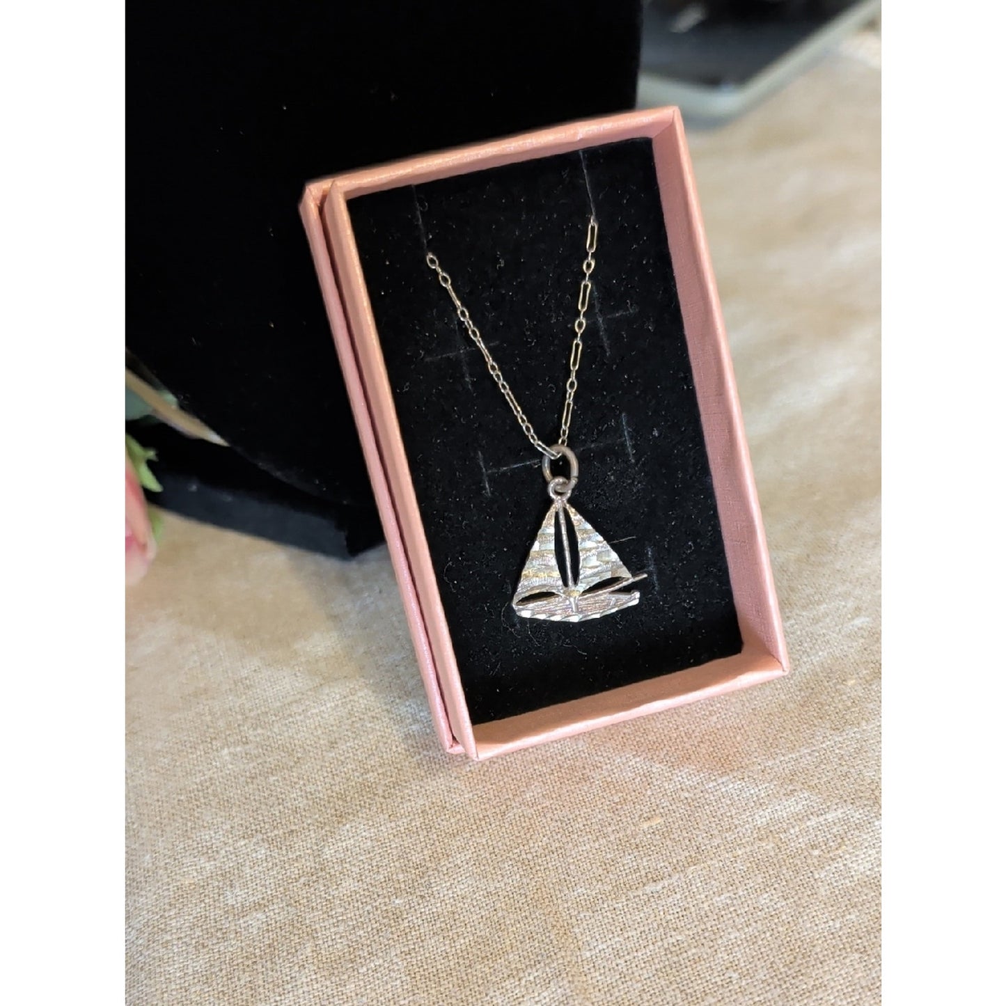 Vintage Sterling Sailboat Pendant Necklace Coastal Nautical
