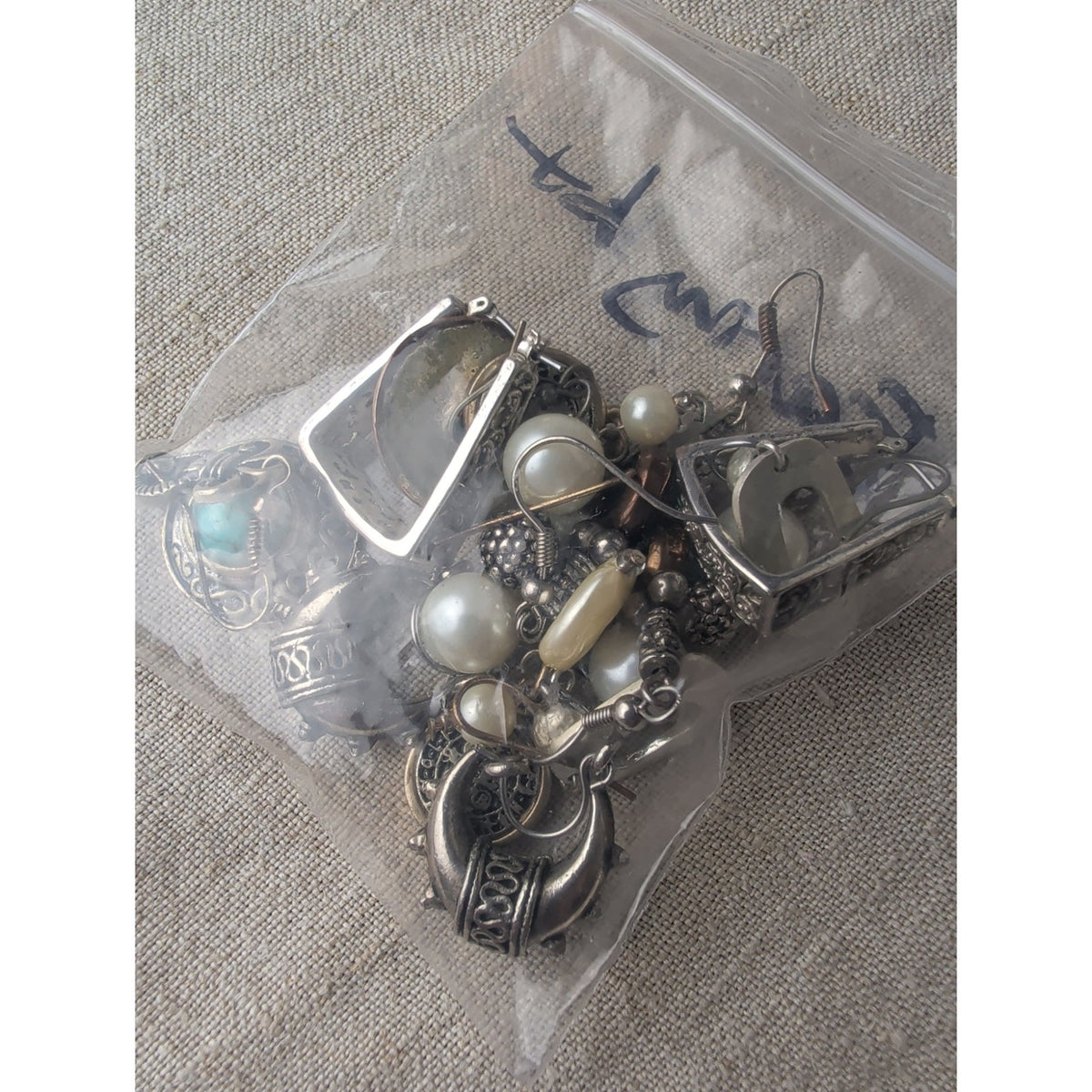 Seven Pair Earring Set Boho Tribal Silver Tone Faux Pearl /Turquoise
