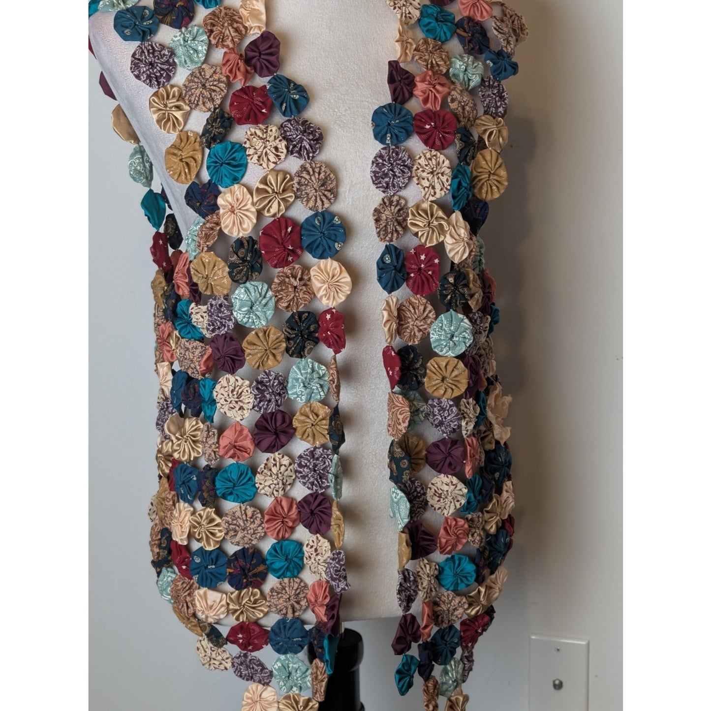 Vintage Handmade Pinwheel Patchwork Vest Wearable Textile Art Boho Granola Girl