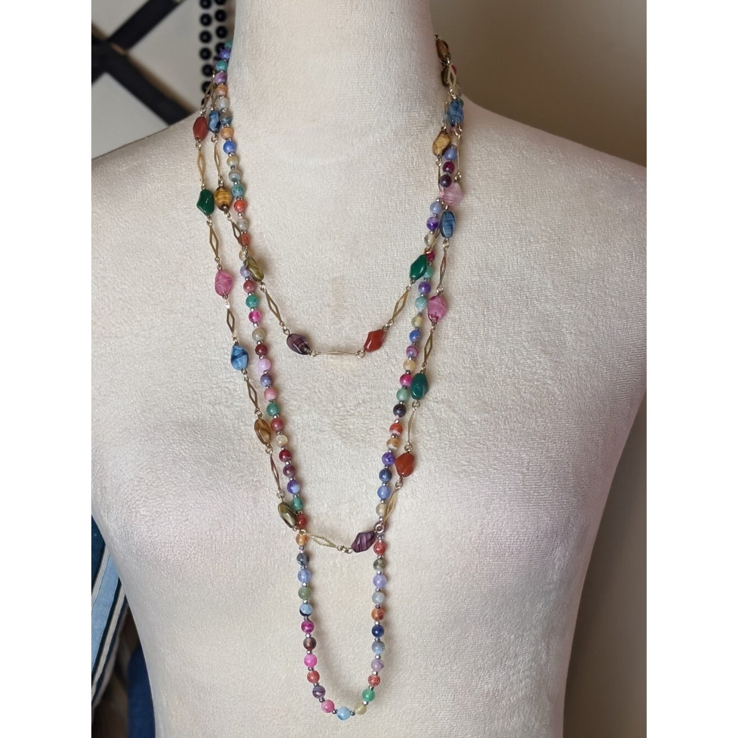 Whimsical Layered Glass Bead Necklaces Fairycore Boho Festival
