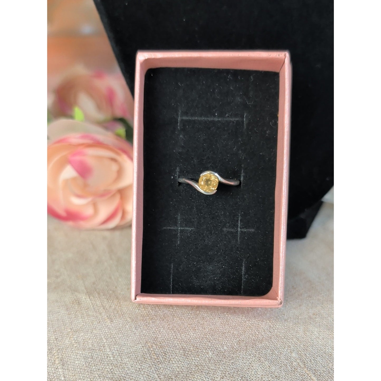 Kabana Vintage Sterling Silver Citrine Bypass Ring Size 6.5