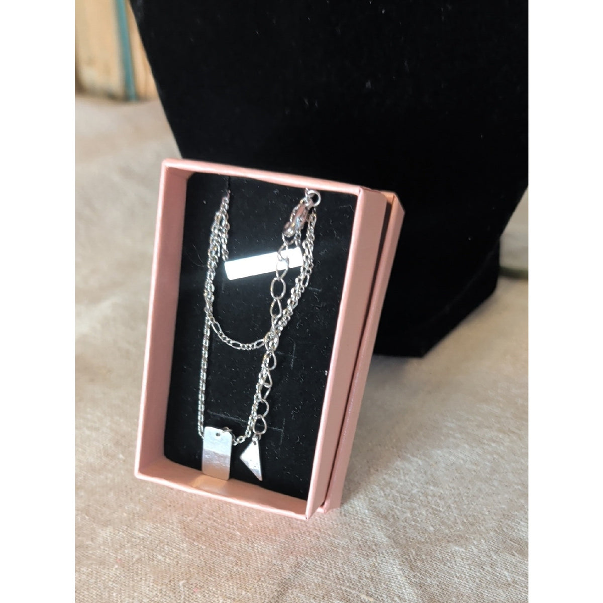 Forever Silver Triple Layered Bar Necklace Minimalist Silver Chain Stack Dainty
