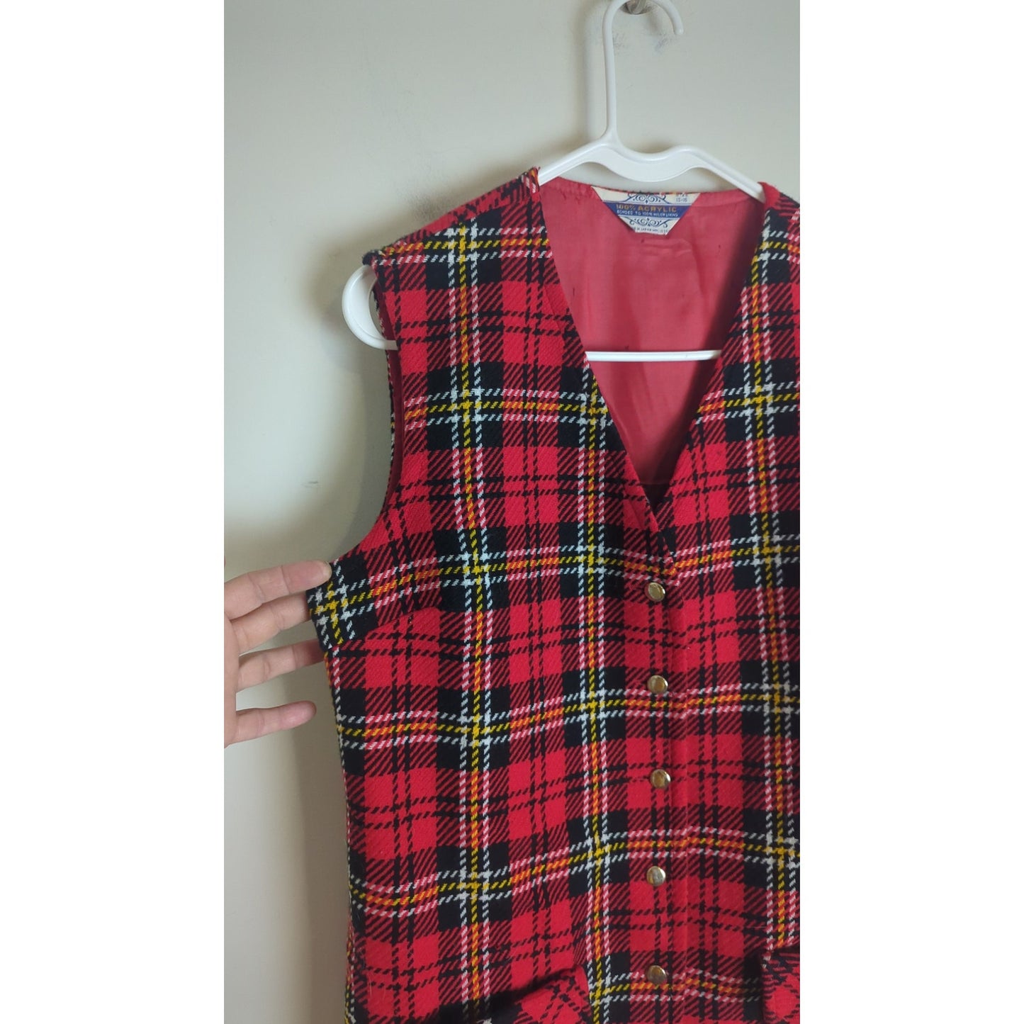 Vintage 60's/70's Tartan Plaid Button Down Vest Women's Size Large