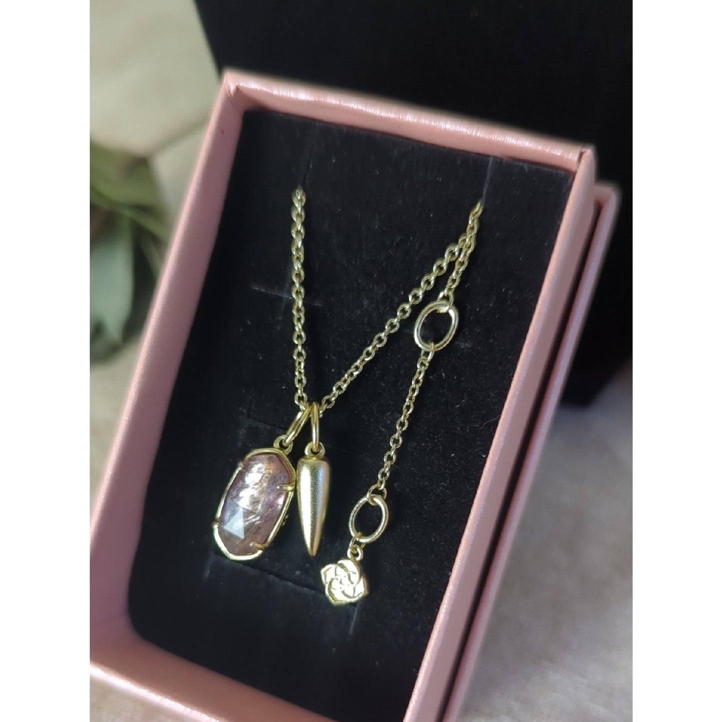 Kendra Scott Charm Pendant Necklace Gold Tone Layered Look Removable Spike Charm