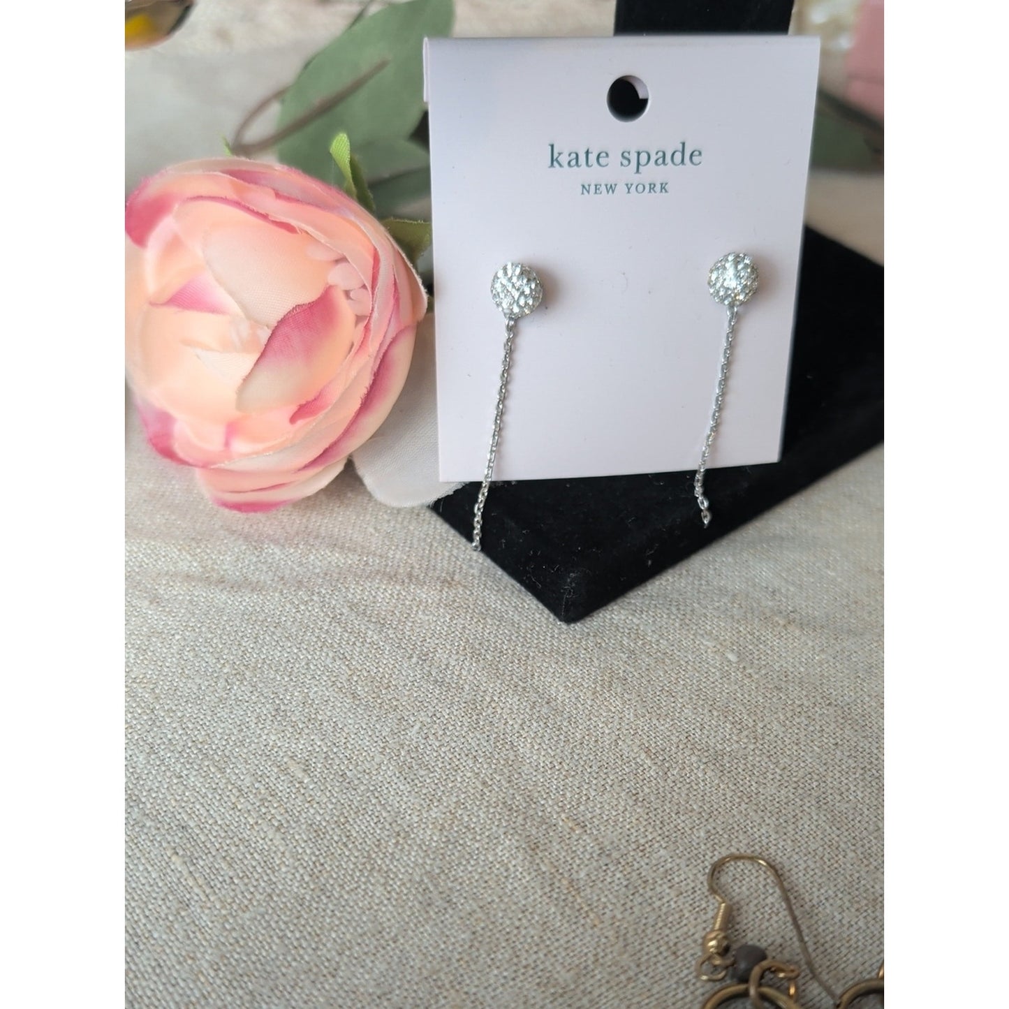 Kate Spade Silver Crystal Drop Chain Earrings