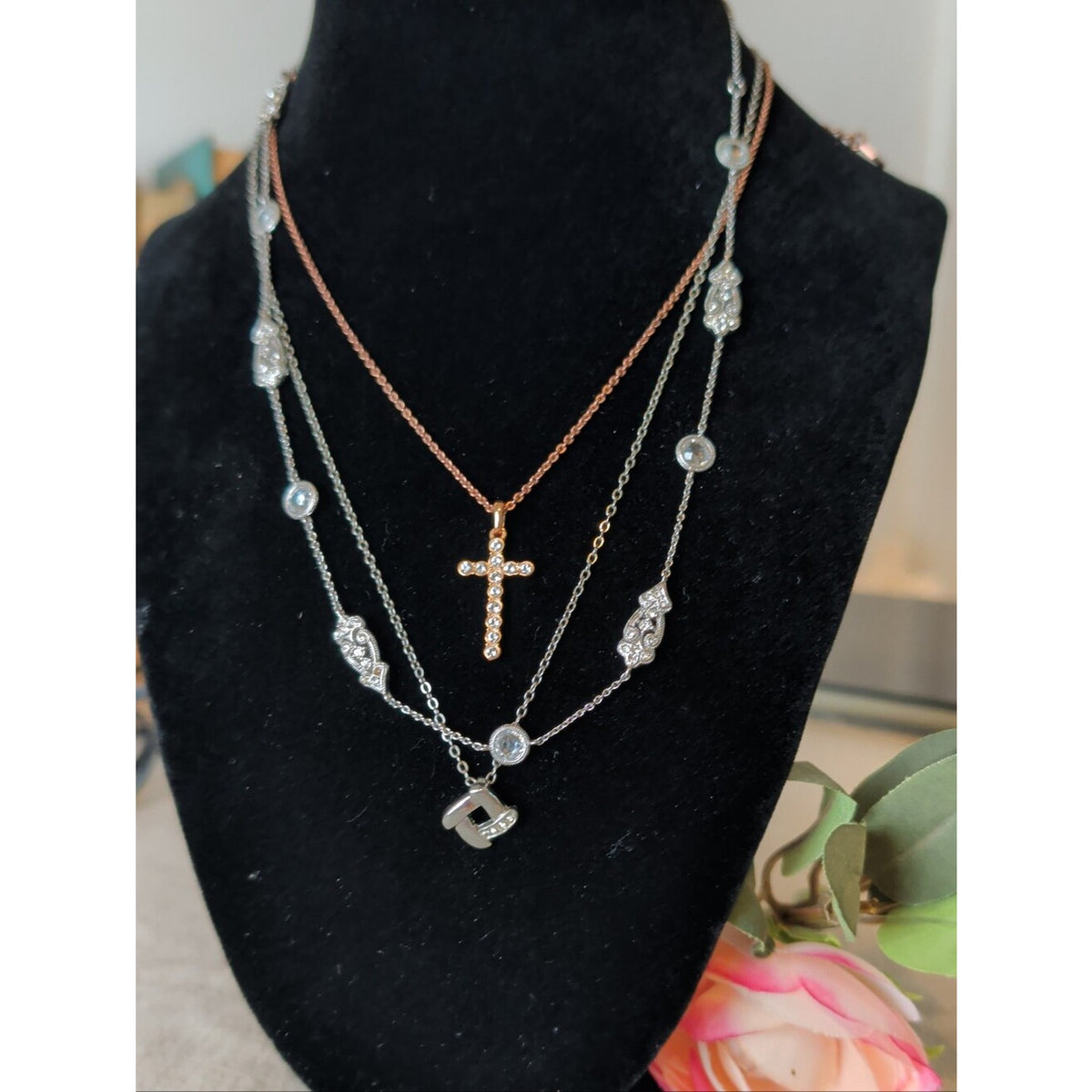 Dainty Necklace Minimalist Silver Tone Layering Jewelry 18K GP CZ Pendant