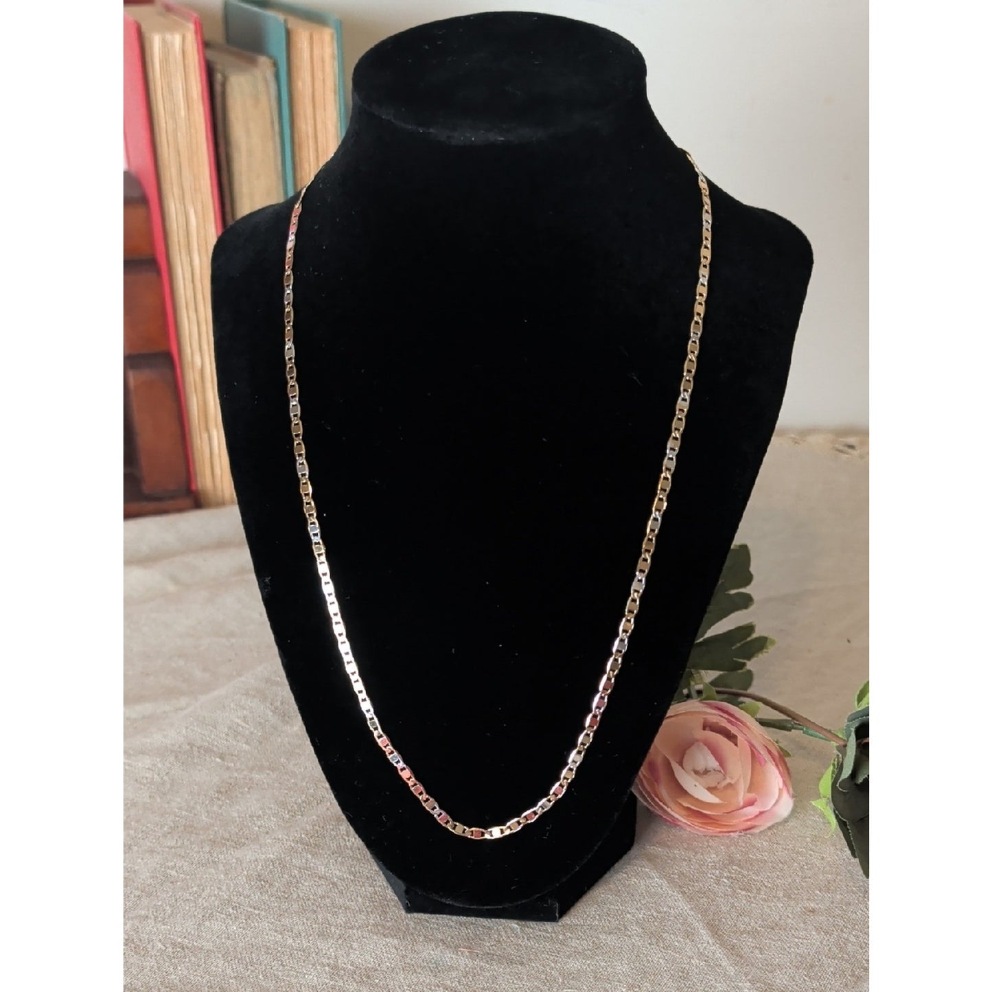 FJ Fallon Gold Tone Women's Figaro Link Necklace Everyday Wear