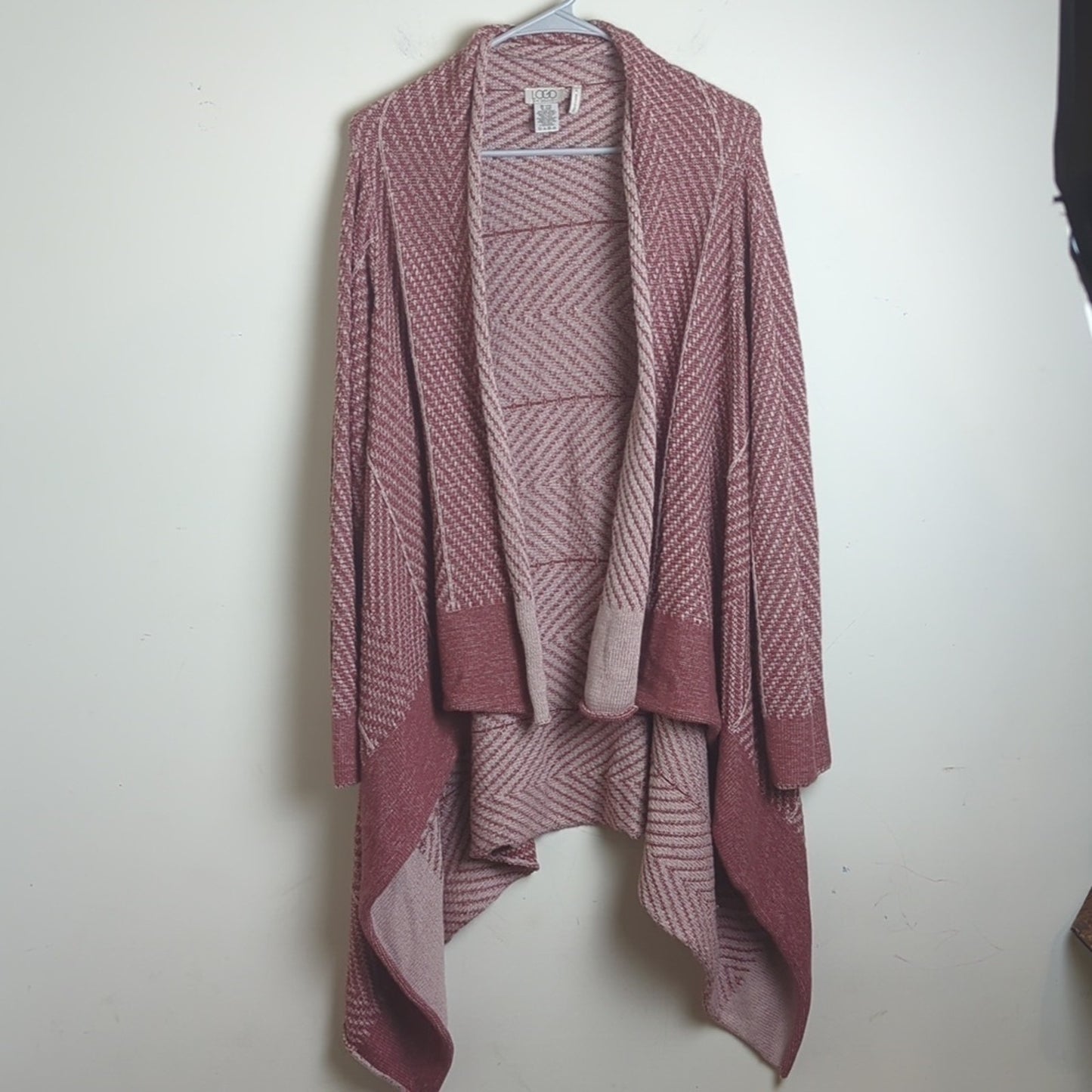 LOGO Boho Coastal Cowgirl Longline Cardigan Women's Large