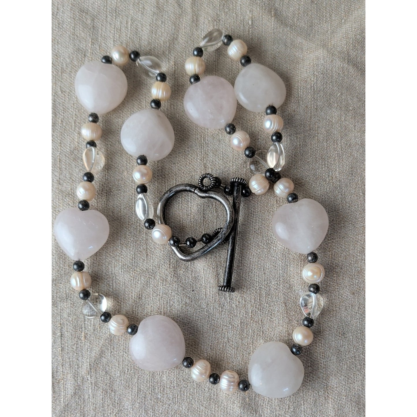 925 Sterling Silver Freshwater Pearl & Natural Gemstone Necklace Artisan