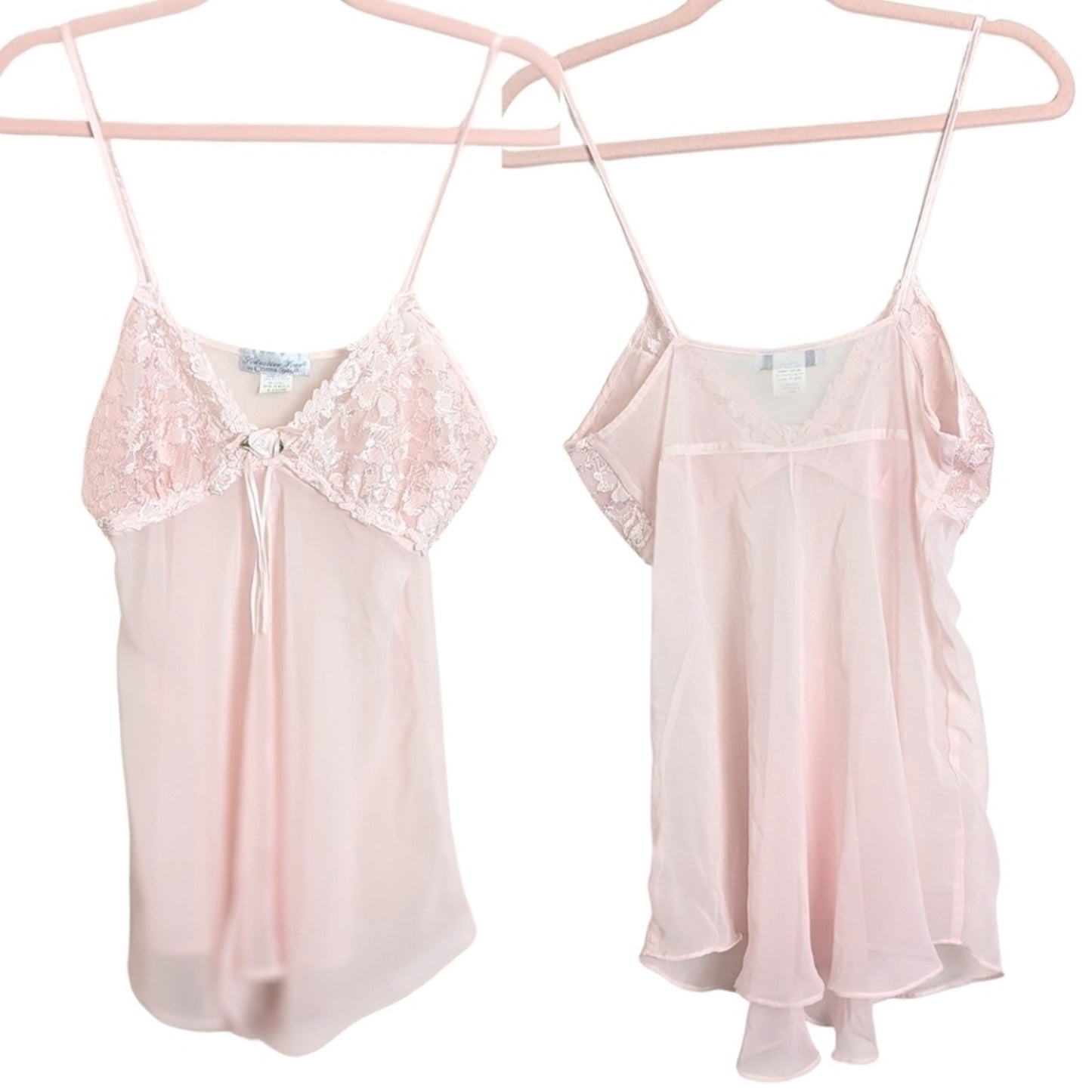 Y2K Vintage Coquette Pink Lace & Embroidered Lingerie Top Women's Size Medium