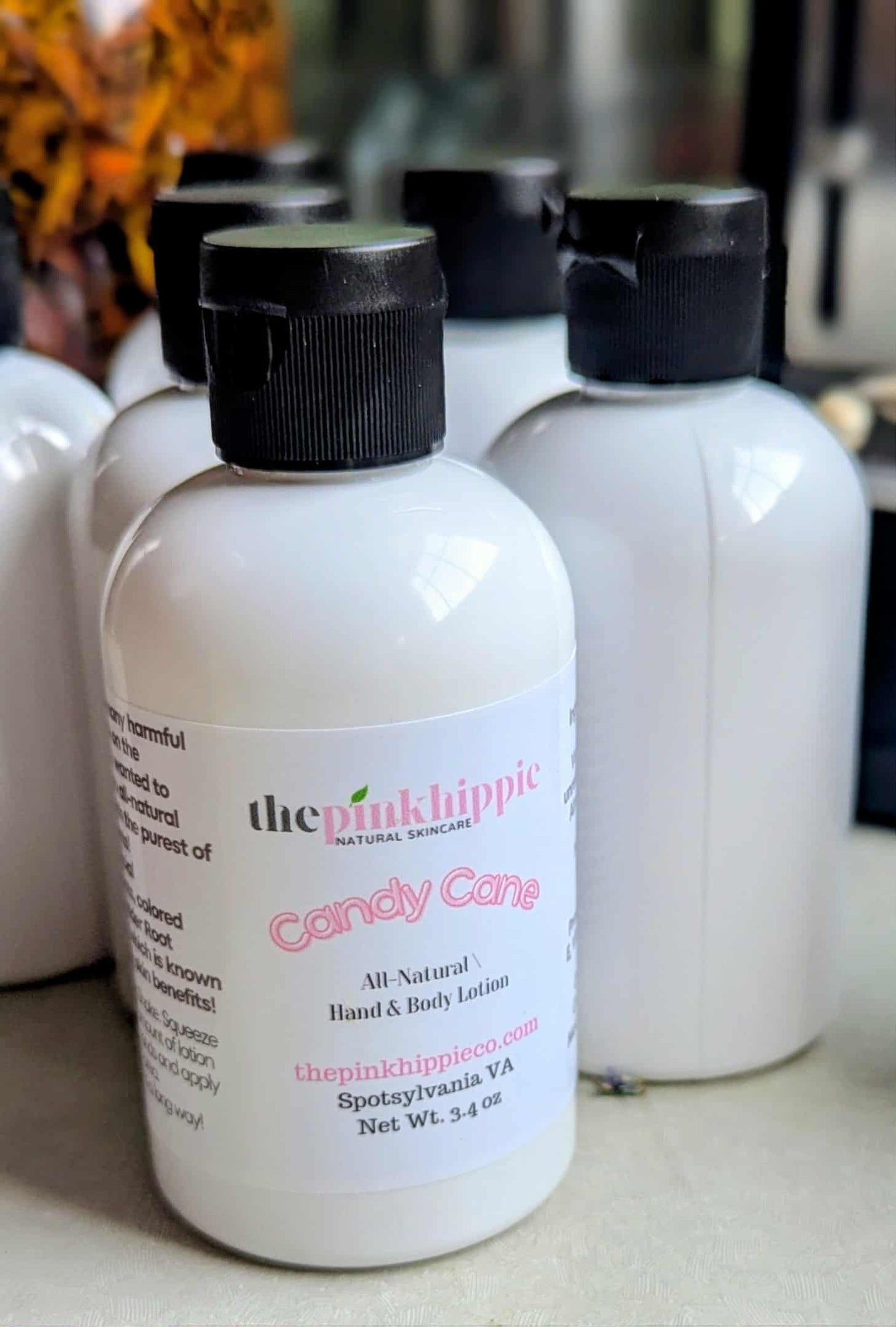 Candy Cane Moisturizing Lotion 3.5 oz & 7.4oz Anti-inflammatory Madder Root Clay Essential oils Peppermint Orange & Cinnamon