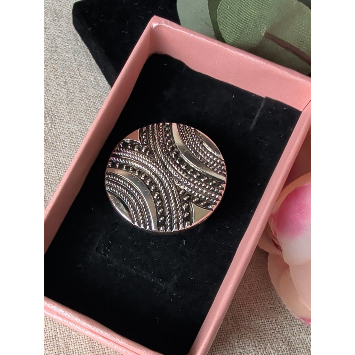 Vintage West Germany Scarf Clip Silver Tone Modernist Textured Statement Jewelry
