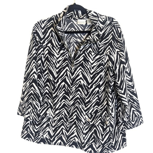 Chico's Energy Zebra Print Chic360 Zipper Front Jacket Women's Large