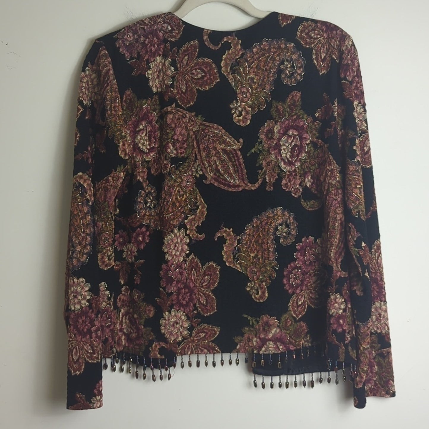 Whimsigoth Y2K Cardigan Floral Paisley Animal Print Background Jewel M