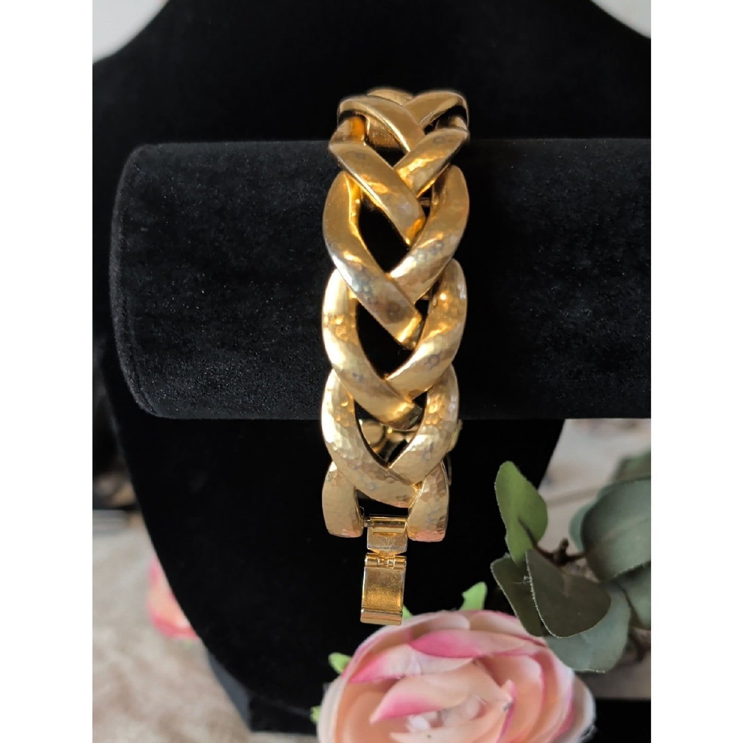 Brighton Hammered Gold Tone Chunky Chain Bracelet Statement Jewelry
