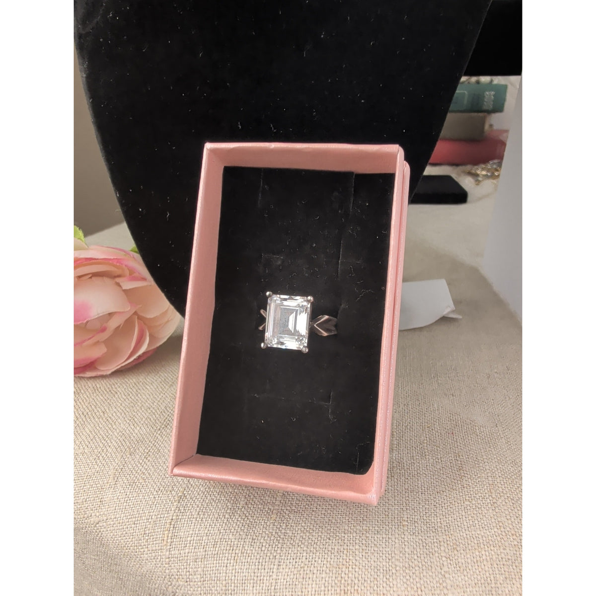 Gorgeous Sterling 925 Emerald Cut CZ Cocktail Ring Size 6