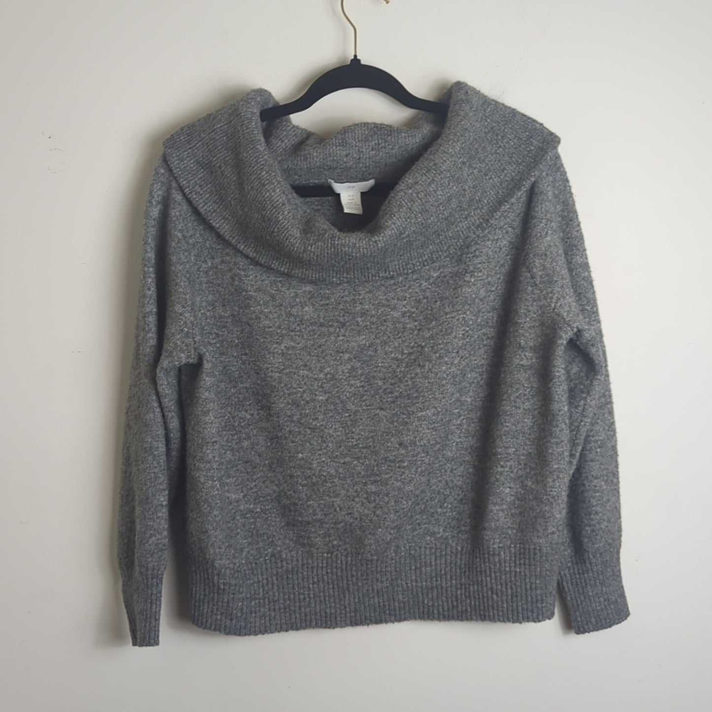 Minimalist Boxy Cowl Neck Sweater Wool Blend Women's Oversized Small
