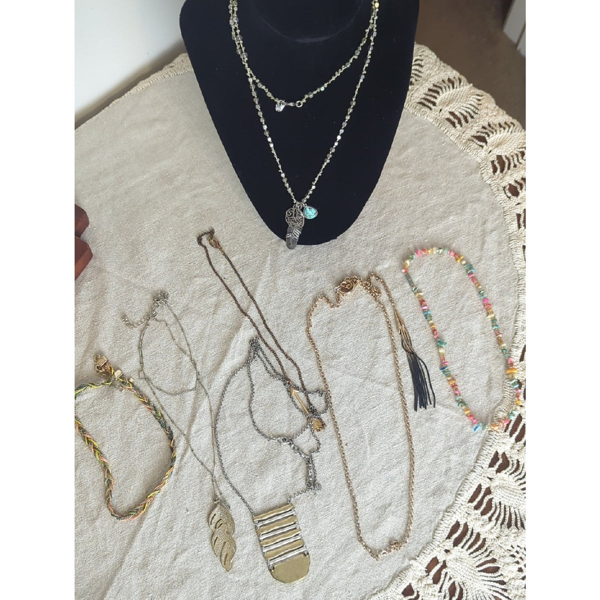 Eclectic Boho Luxe Jewelry Set Mixed Metal Layered Necklaces, Lucky Brand