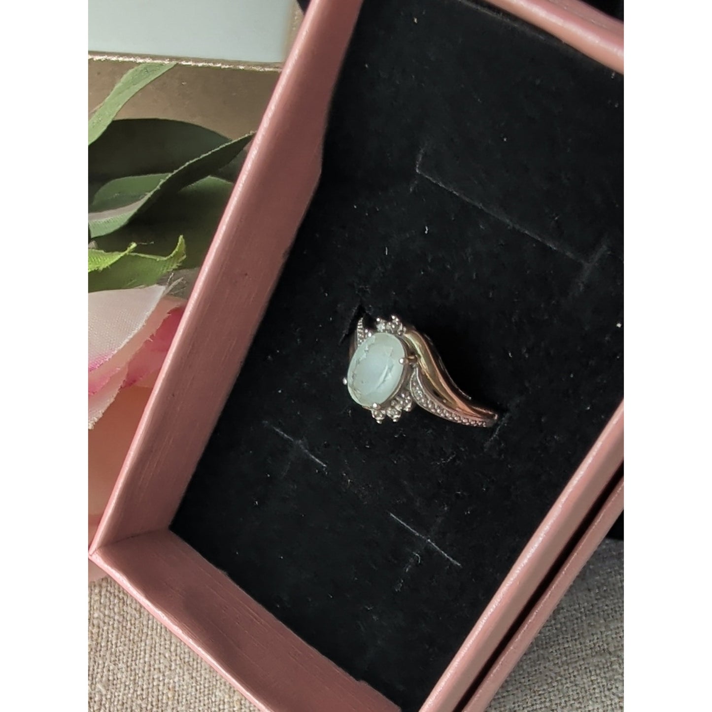 925 Sterling Silver 10K Gold Accent Smokey Quartz Diamond Accents Ring