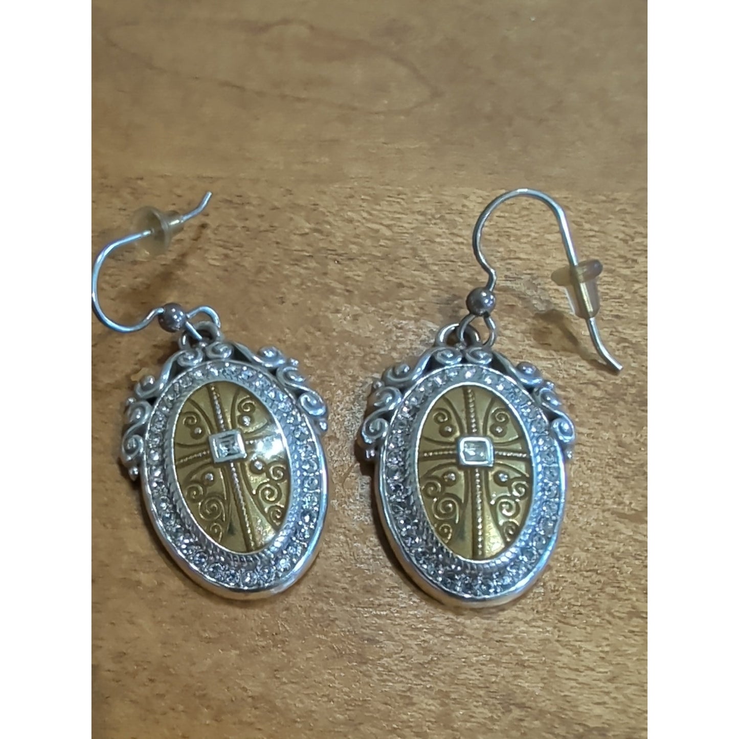 Brighton Truthful Cross Dangle Earrings Crystal Silver Tone Inspirational Faith