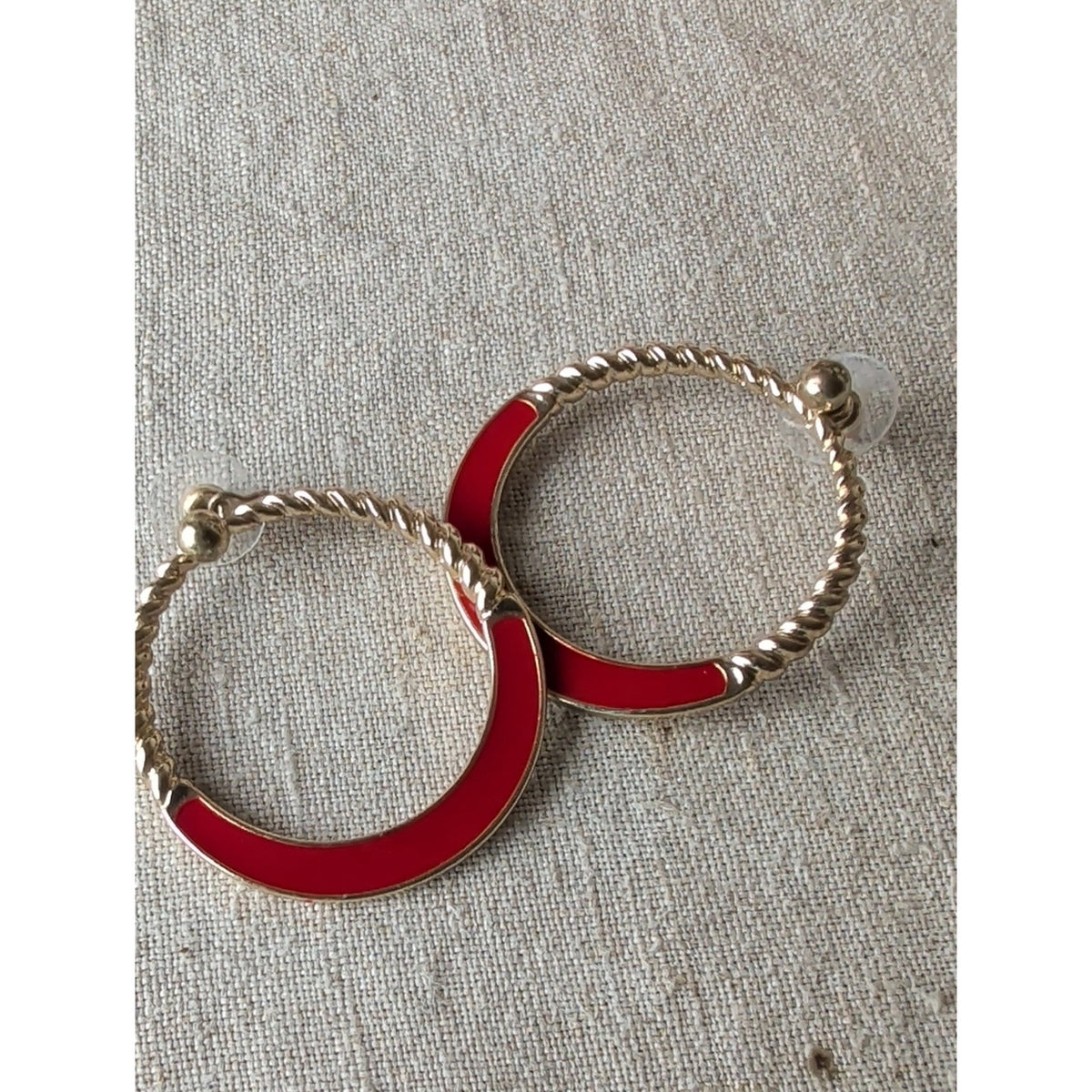 Vintage Gold Tone Nautical Compass Earrings Enamel Love Knot Dangle & Hoop Set
