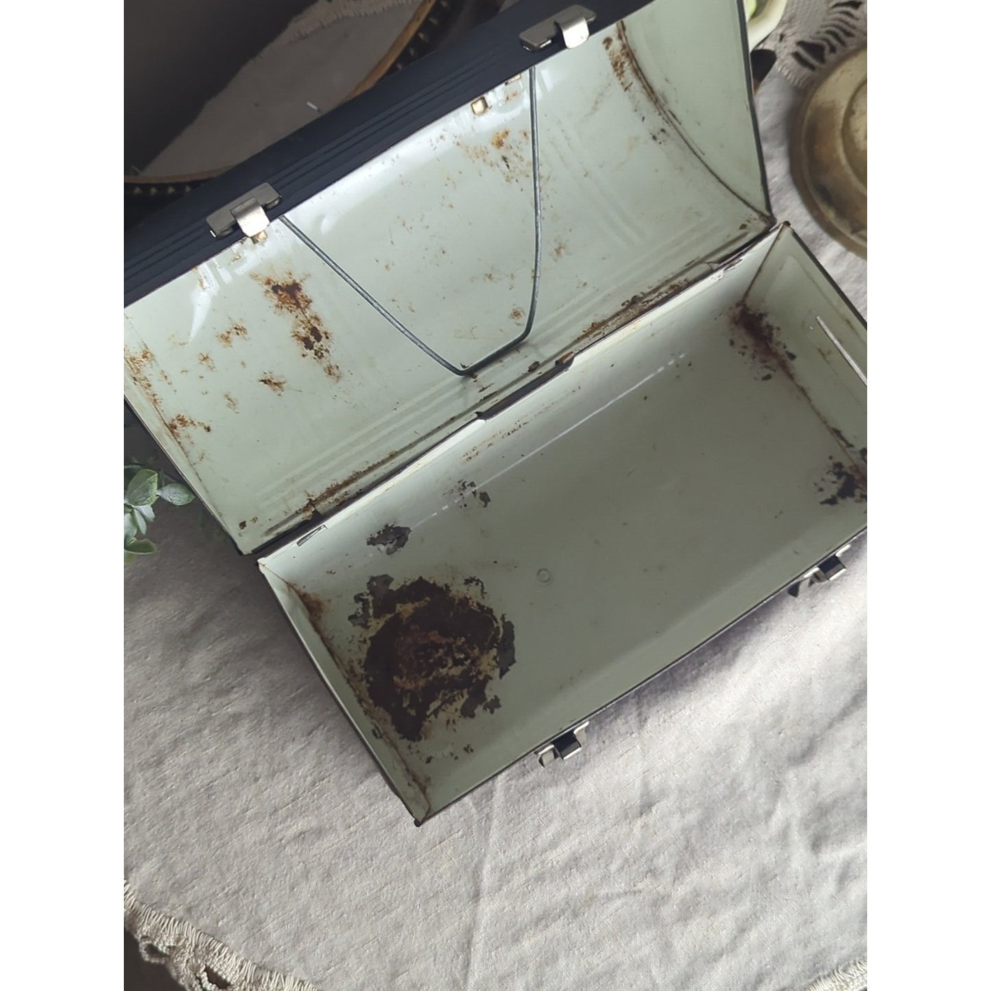 Vintage Metal Lunch Pail Retro Aladdin Black Metal Lunch Box Mid Century