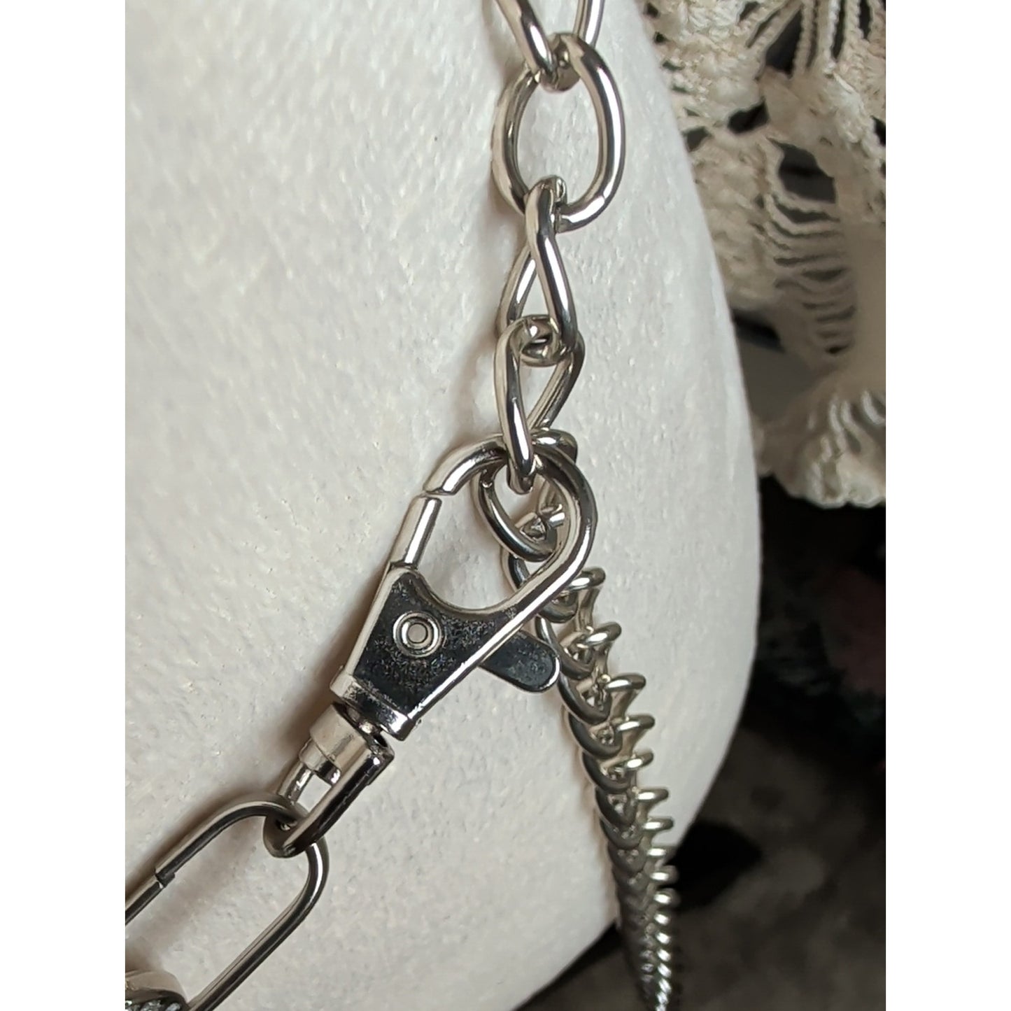 Vintage Y2K Rhinestone Chain Belt  Silver Tone Circle Link McBling 2000s Glam