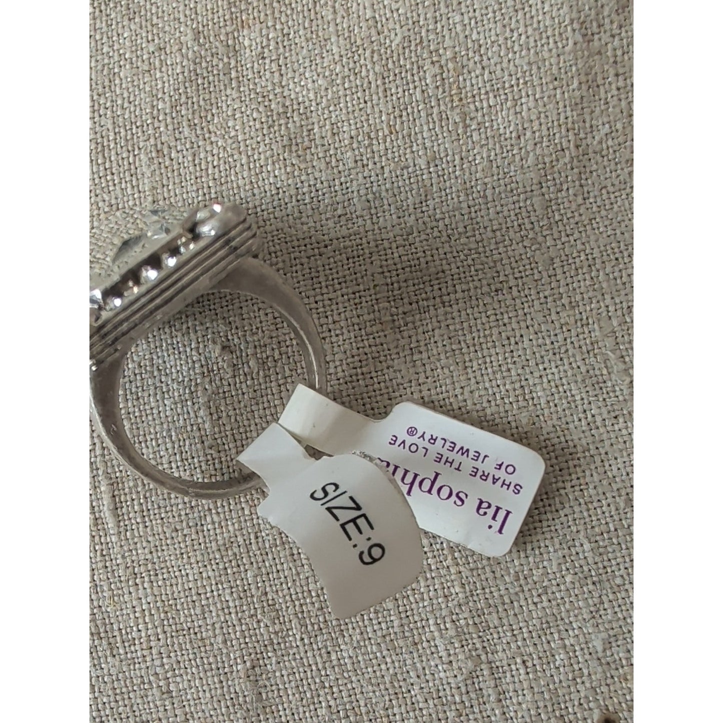 Lia Sophia Acropolis Statement Cocktail  Retired Mirror Crystal Silver Ring 9