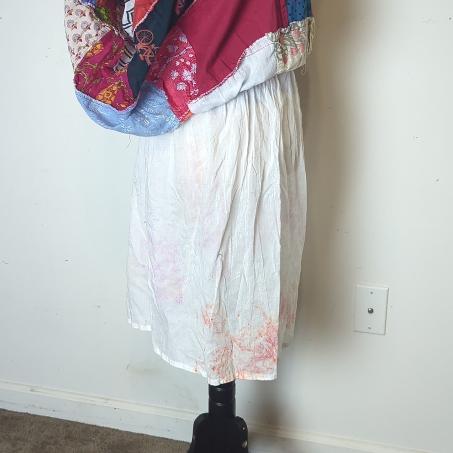Vintage Patchwork Maxi Skirt or Strapless Boho Dress Cotton Festival Hippie