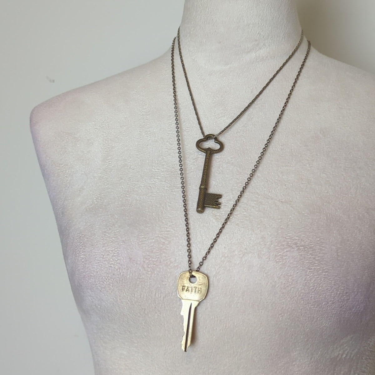 Layered Faith Key Necklace Set  Ephesians 6:19 Scripture Key Pendant Y2K
