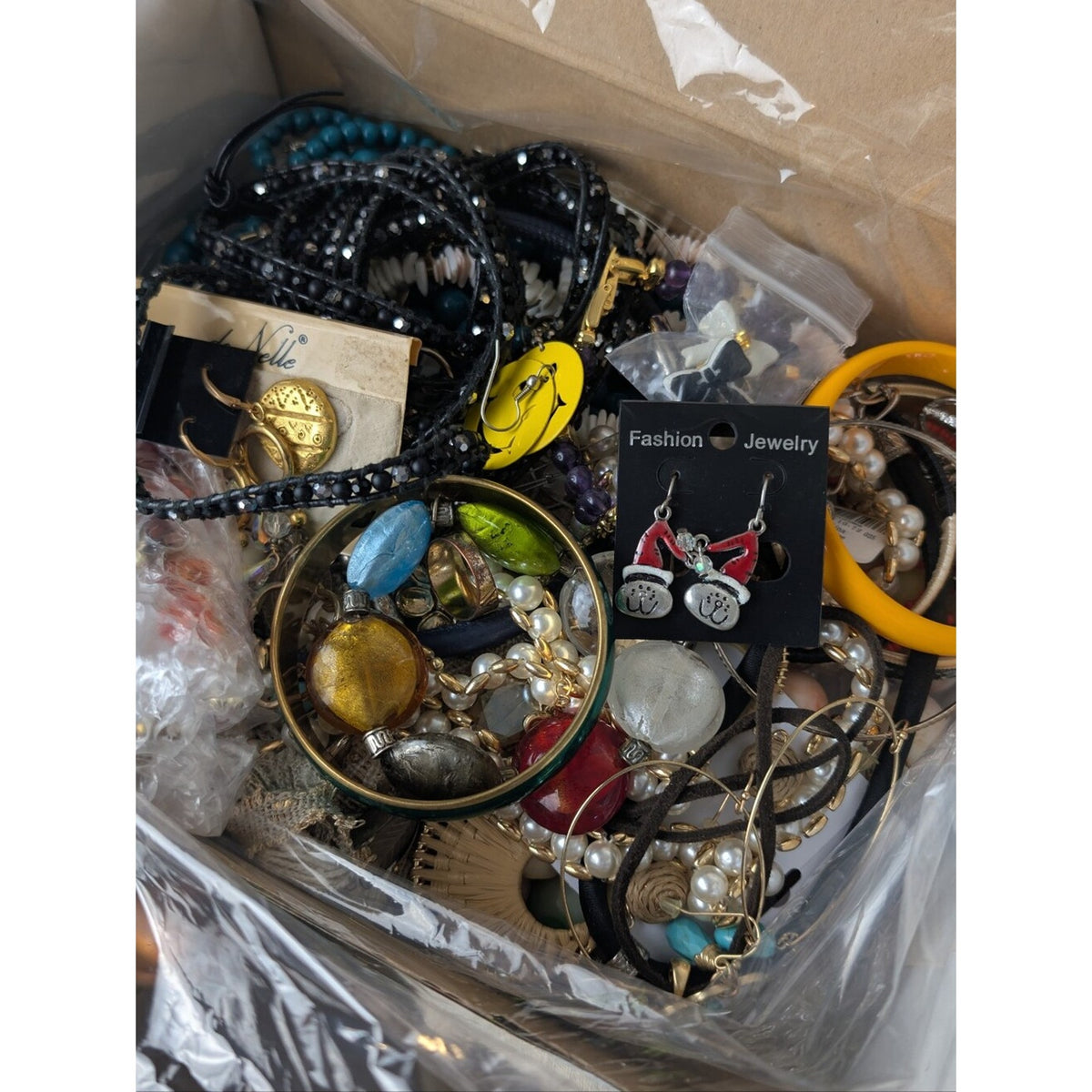 2 Lbs Curated Boho Jewelry Lot Glass Beads Bracelets Earrings Eclectic Reseller