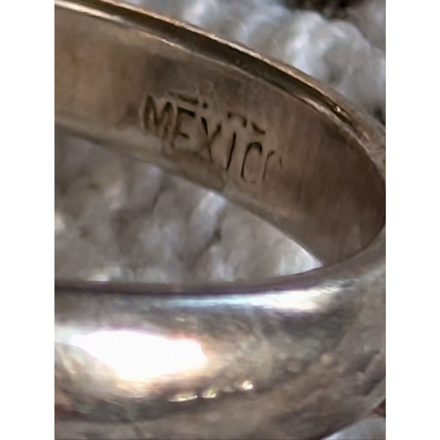 Vintage Mexico Abalone Shell Ring  Alpaca Silver Marquise Artisan Ring