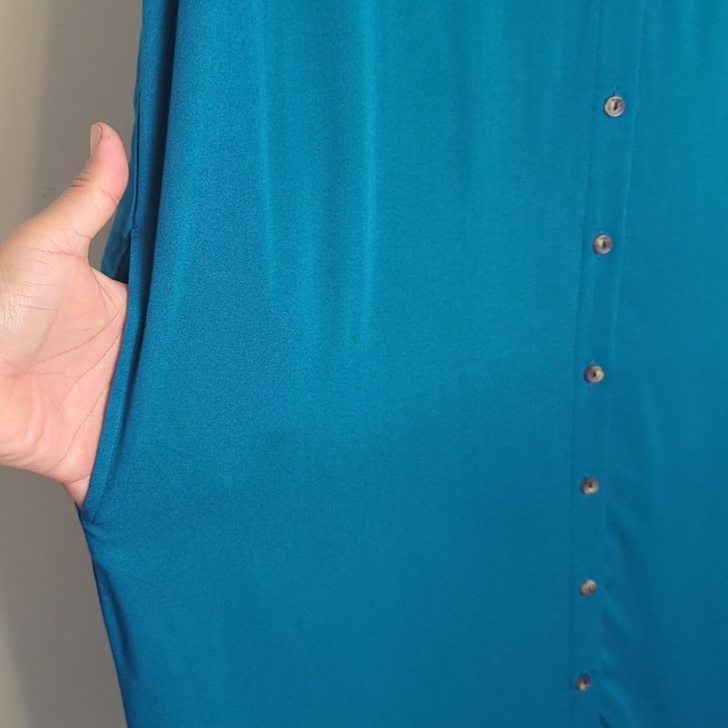 Ambernoon II UPF 30 Maxi Button Down Viscose Shirt Dress Pockets Women's 1X