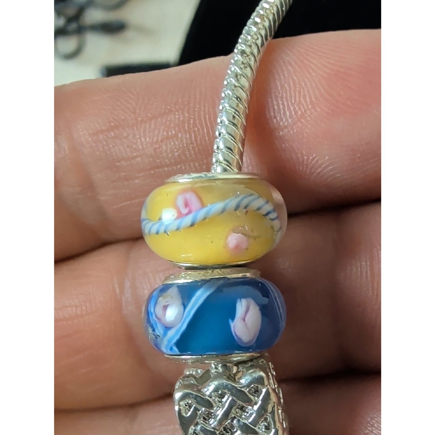 Artisan Lampwork Glass Bead Necklace 925 Sterling Beads European Style Charm