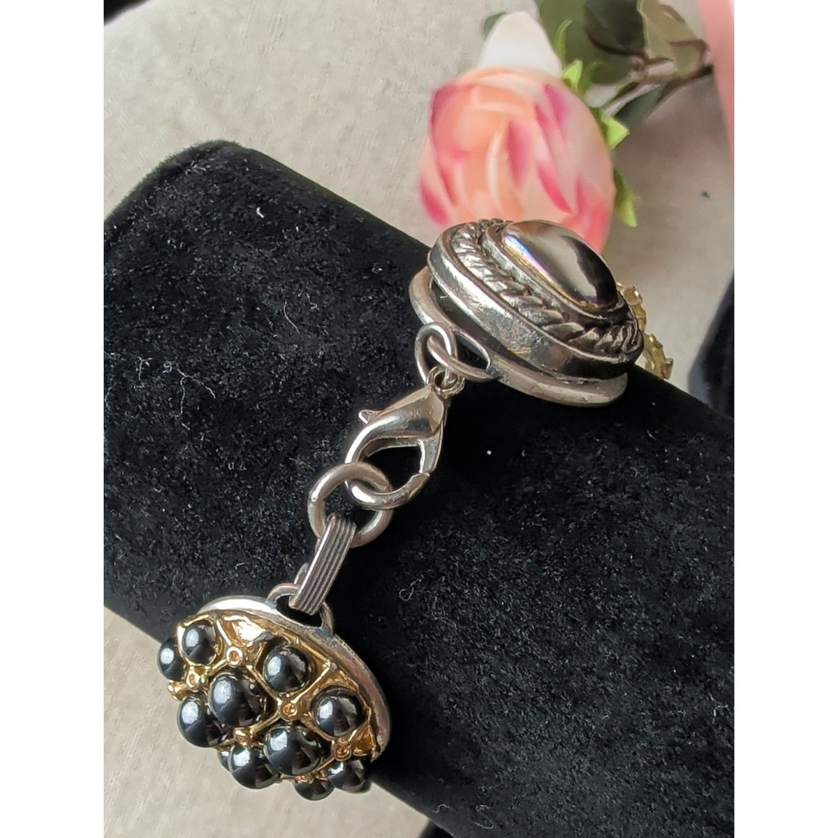 Vintage Artisan Assemblage Bracelet Mixed Metal Wearable Art Boho Luxe