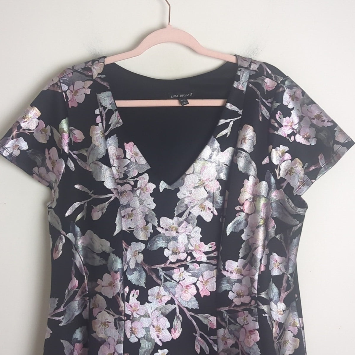Whimsical Fairy Fit & Flare Dress Black Iridescent Flowers Women's  18/20