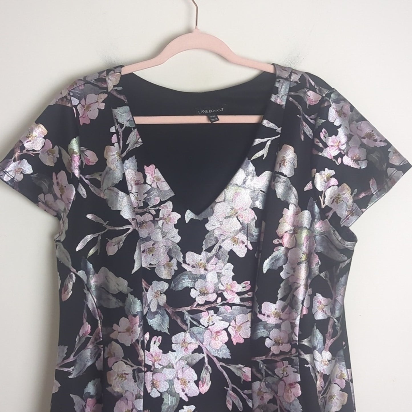 Whimsical Fairy Fit & Flare Dress Black Iridescent Flowers Women's  18/20