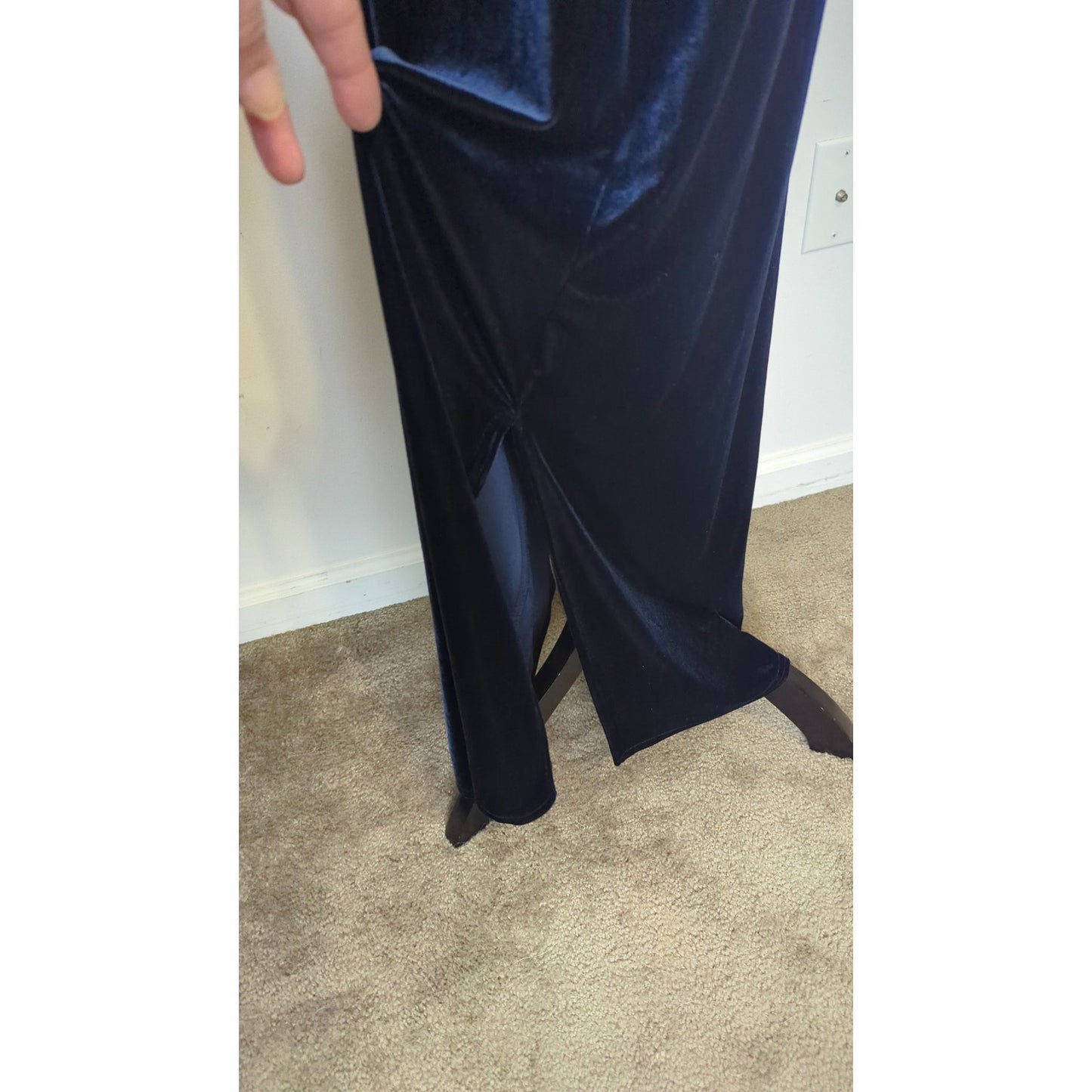Vintage Whimsigoth Dark Navy Velvet Maxi Dress Women's Medium
