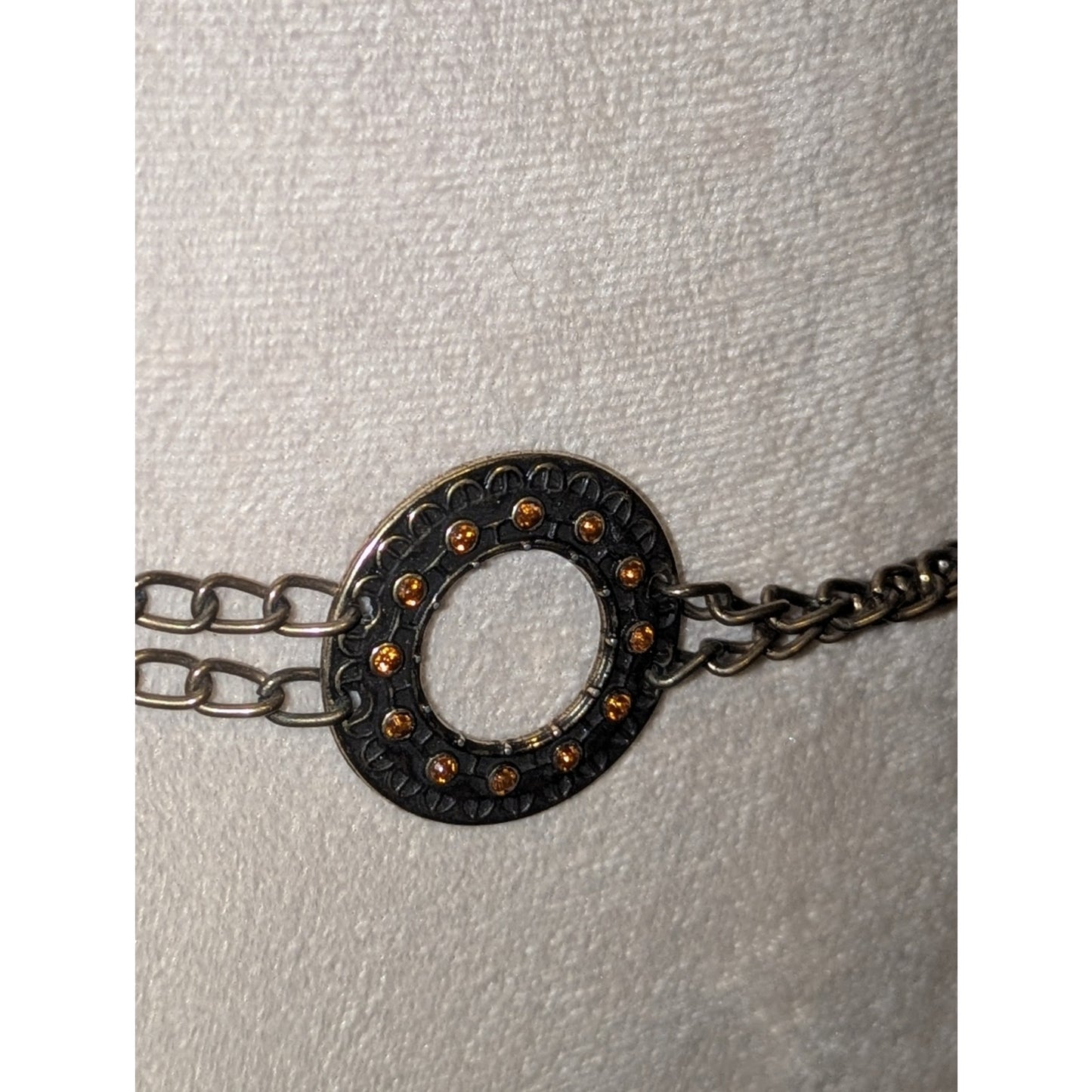 Y2K Double Chain Medallion Belt  Antiqued Brass Tone Boho Western Waist 30"-40"