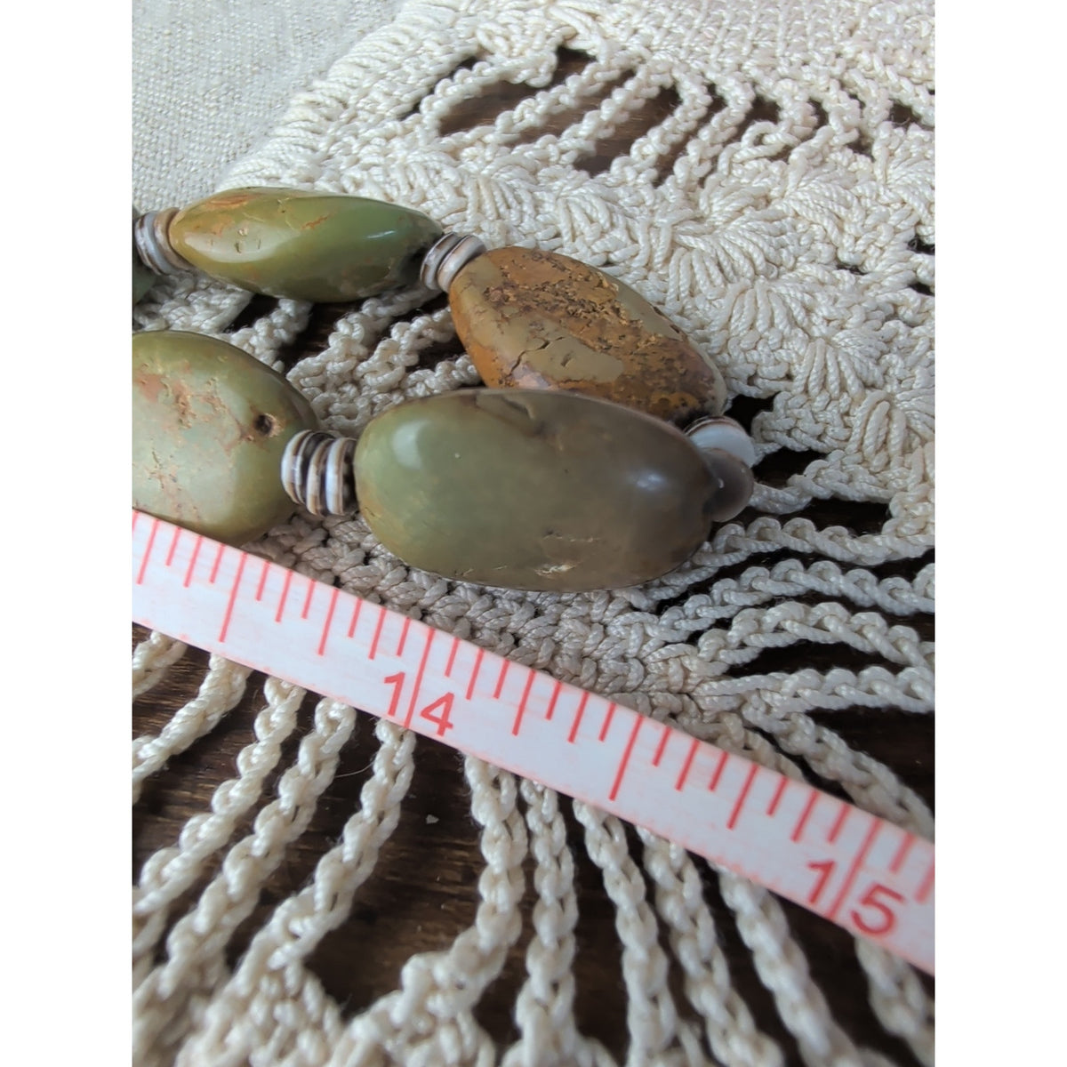 Vintage Navajo Royston Green Turquoise Nugget Shell Heishi Necklace 74g 29"