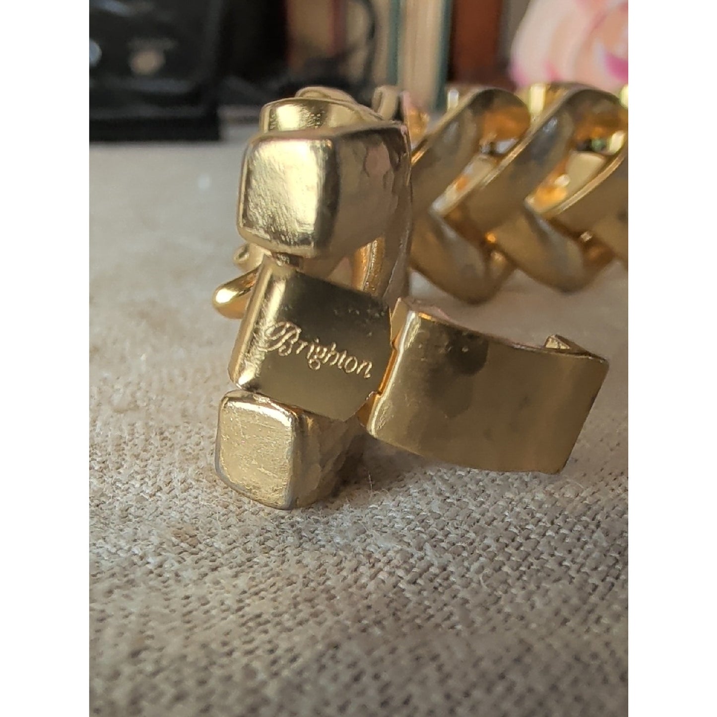 Brighton Hammered Gold Tone Chunky Chain Bracelet Statement Jewelry