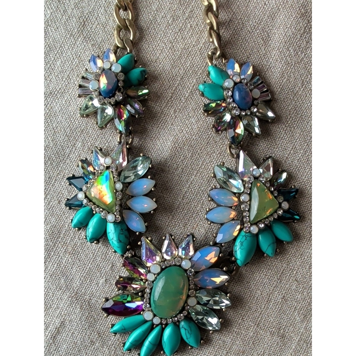 Chloe + Isabel Mermaidcore Statement Necklace Opalescent Crystal Turquoise Boho
