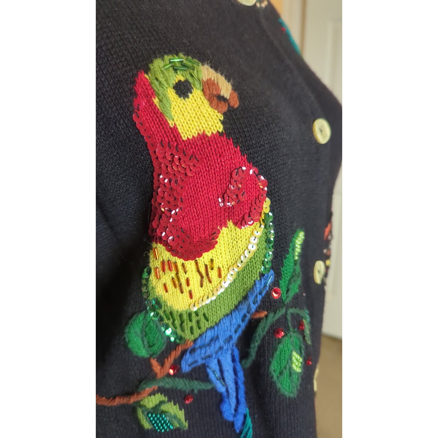 90's Maximalists Playful Art to Wear Button-down Knit Cardigan Women's XL