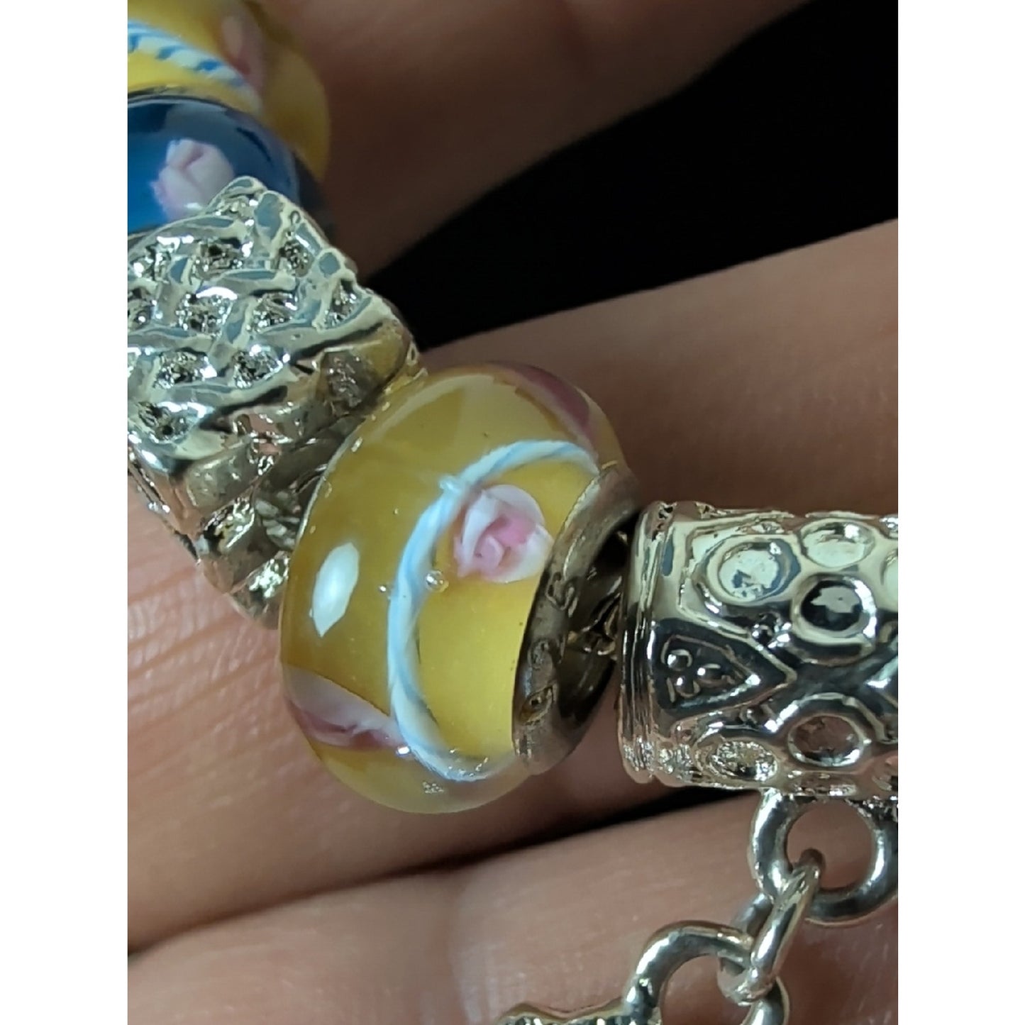 Artisan Lampwork Glass Bead Necklace 925 Sterling Beads European Style Charm