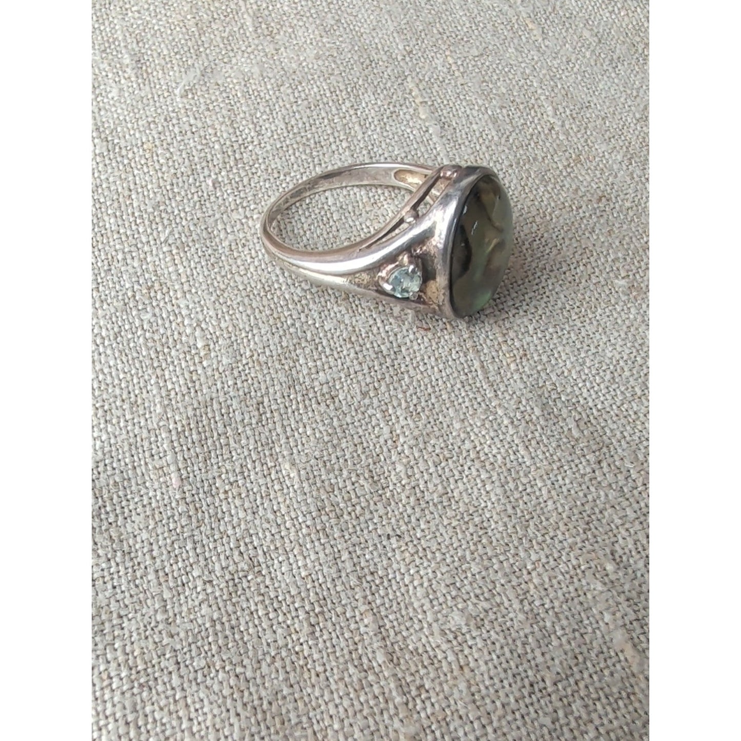 Vintage 925 Sterling Silver Abalone Statement Ring Southwestern Boho