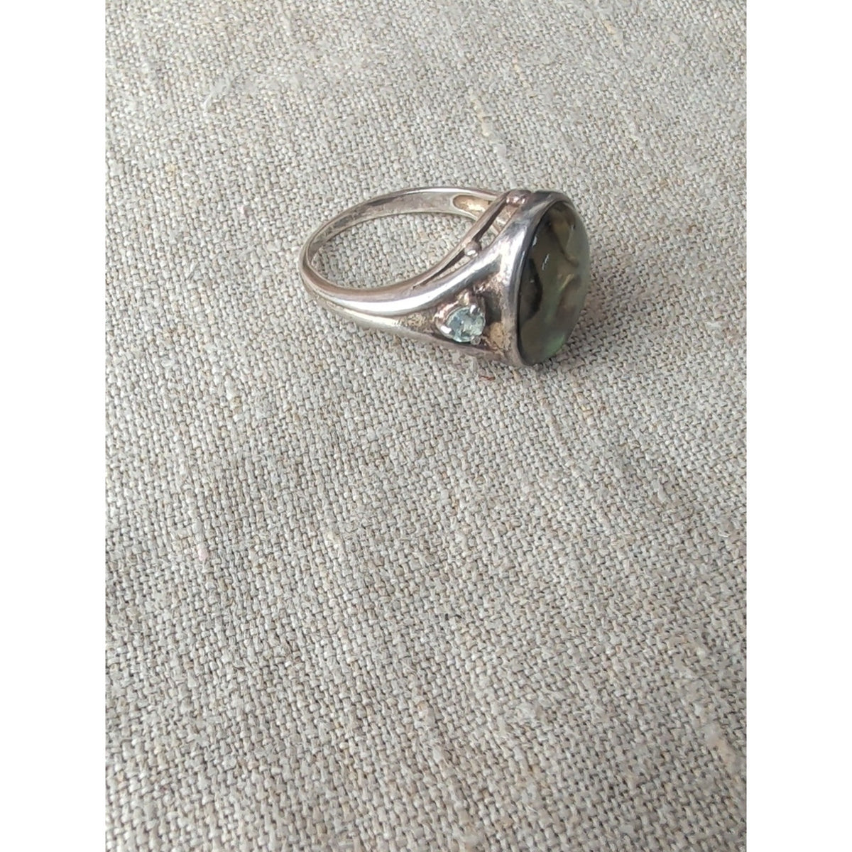 Vintage 925 Sterling Silver Abalone Statement Ring Southwestern Boho