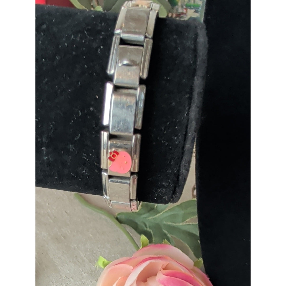 Pugster Silver-Tone Italian Charm Bracelet with Yellow & Orange Enamel Accents