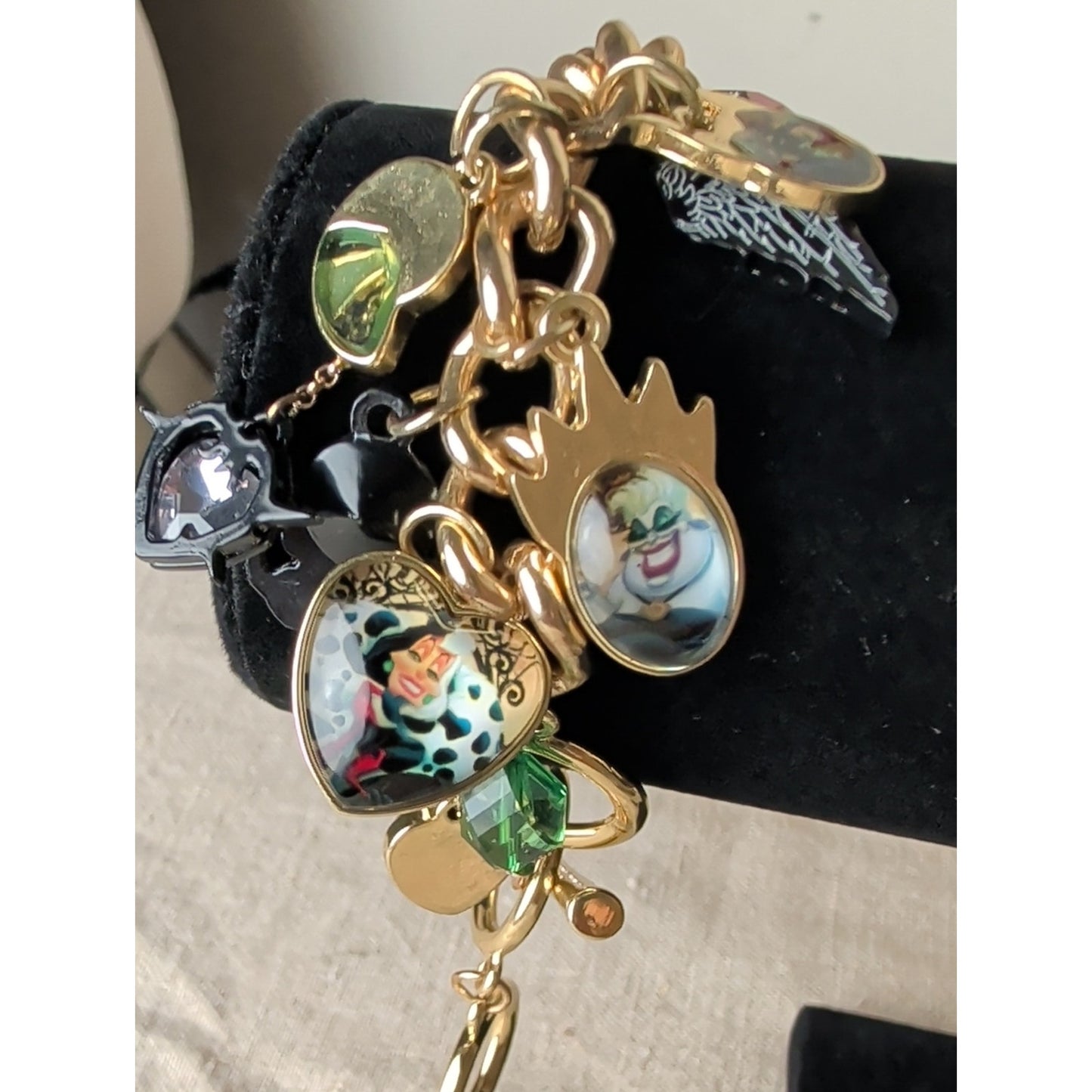 Handcrafted Disney Villains Inspired Charm Bracelet Gold Tone Gothic Fairy Tale