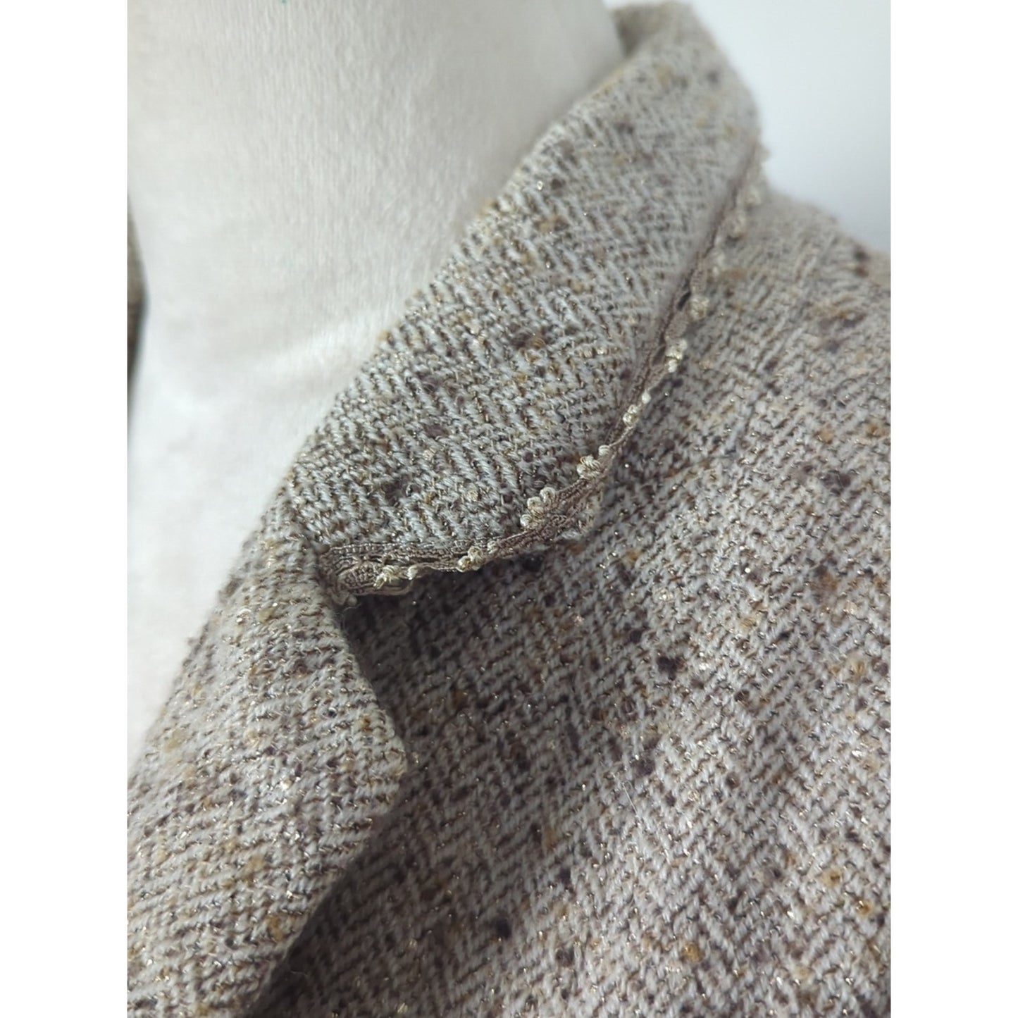 Vintage French Wool Tweed Blazer Angel Nina Paris Jacket Equestrian Style Small